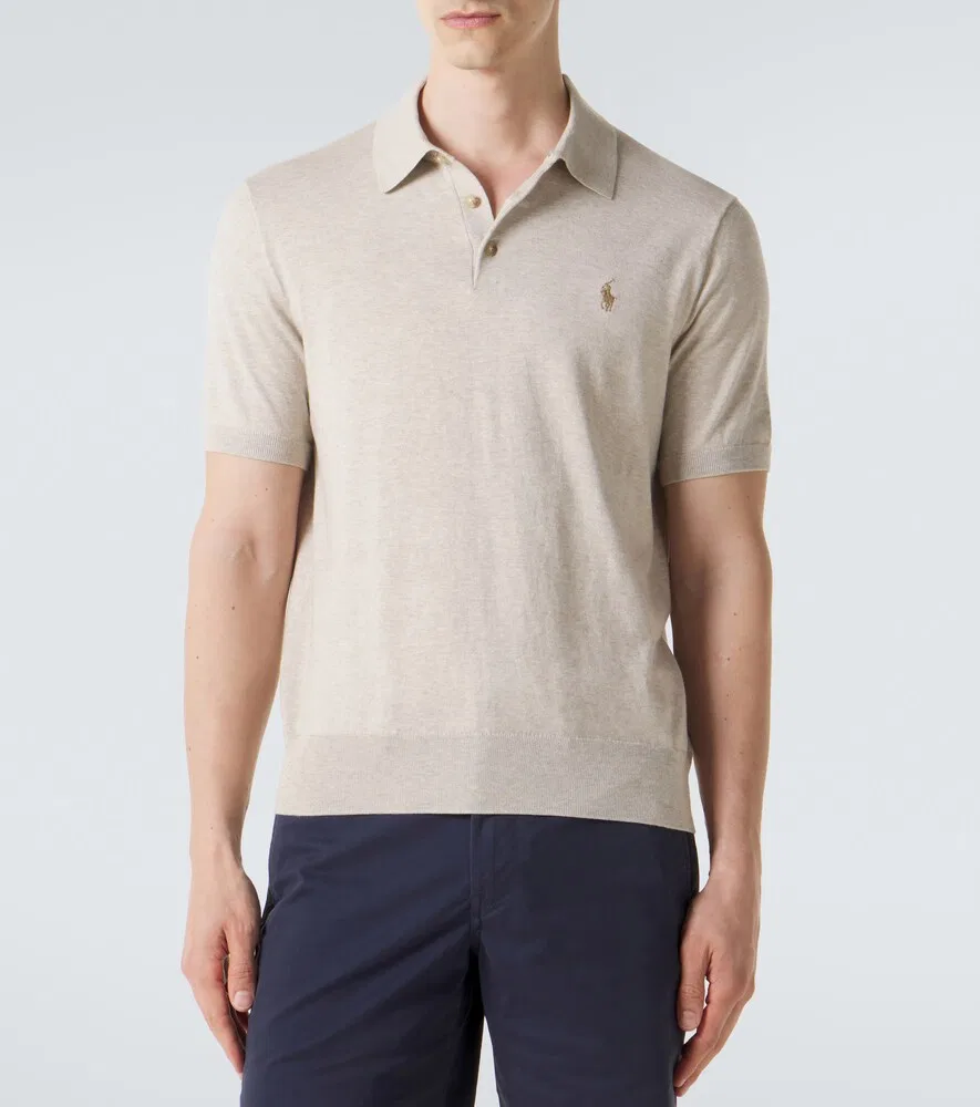 Хлопковая рубашка поло Polo Ralph Lauren, бежевый — фото 3