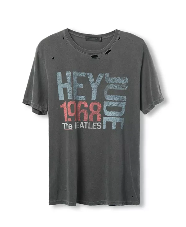

Футболка унисекс The Beatles Hey Jude в винтажном стиле Destroy Junk Food Clothing, серый