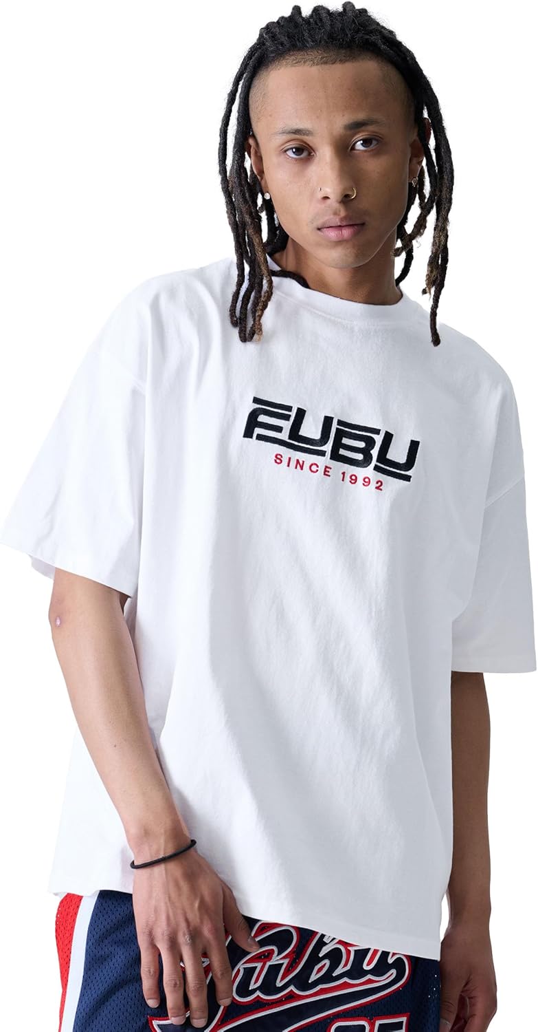 

Футболка FUBU Street с коротким рукавом, футболка, большой размер, круглый вырез, уличный стиль, американский повседневный стиль, хип-хоп, летняя одежда, белый