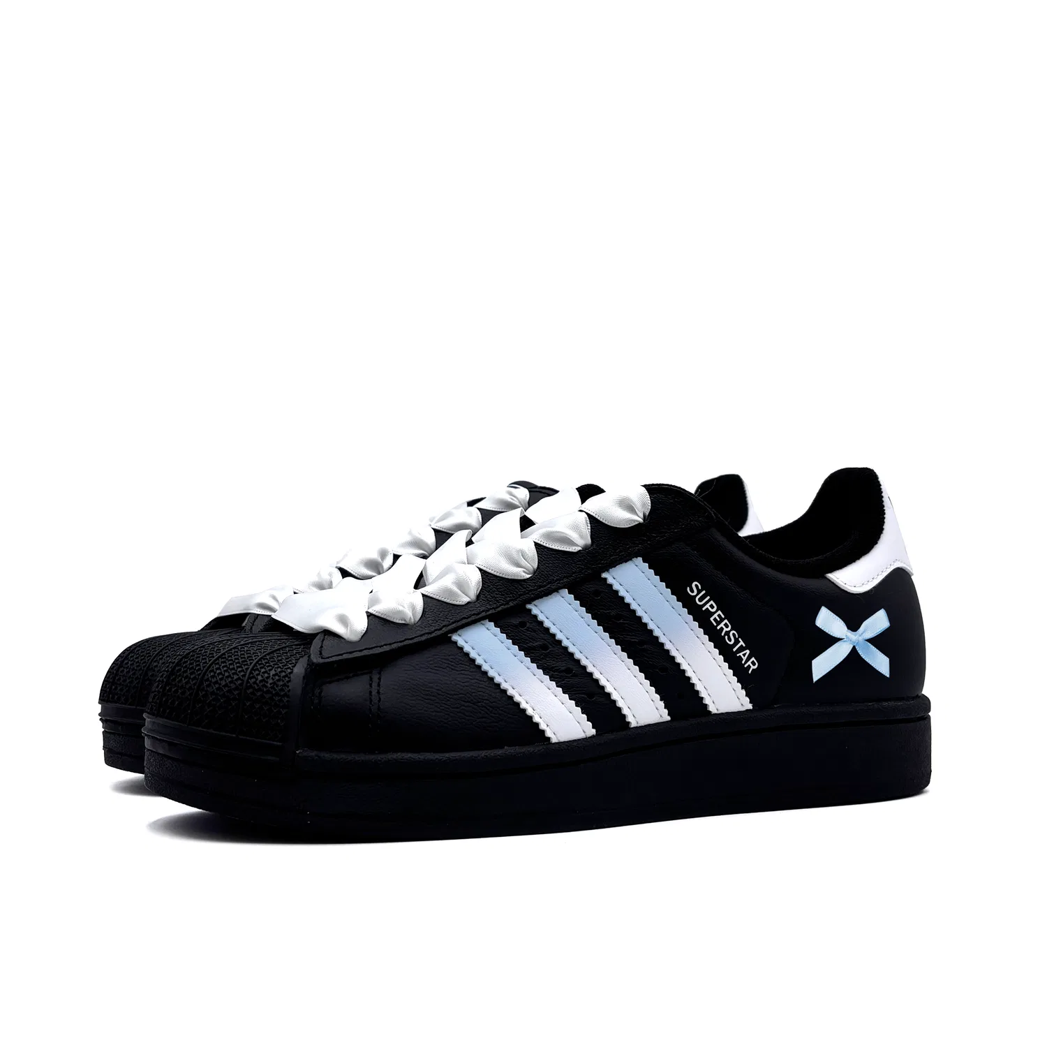 Кроссовки для скейтбординга Superstar 2 Blue Knot Leather Low top Kids' Skateboarding Shoes Blue Black для подростков Adidas Originals, Light Blue — фото 4