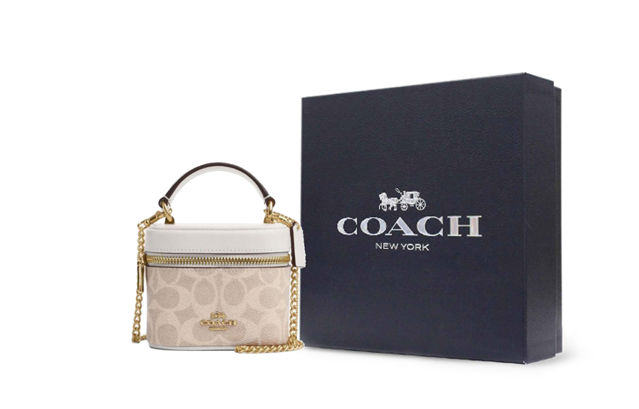 

Мини-сумка кроссбоди Ava Coated Canvas для женщин в цвете sand & chalk COACH, gift box set (basic set+черный box)