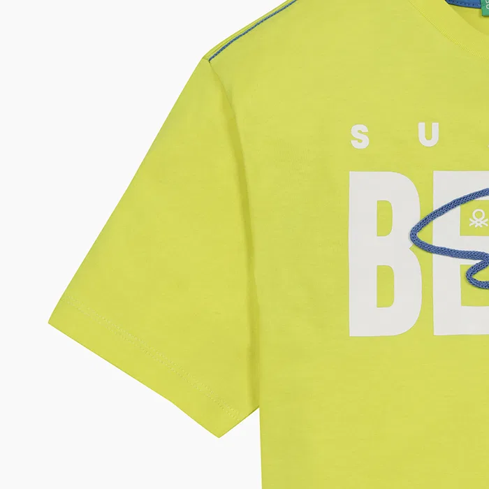 Детская летняя футболка с графическим принтом лавандового цвета от Benetton Kids — фото 4