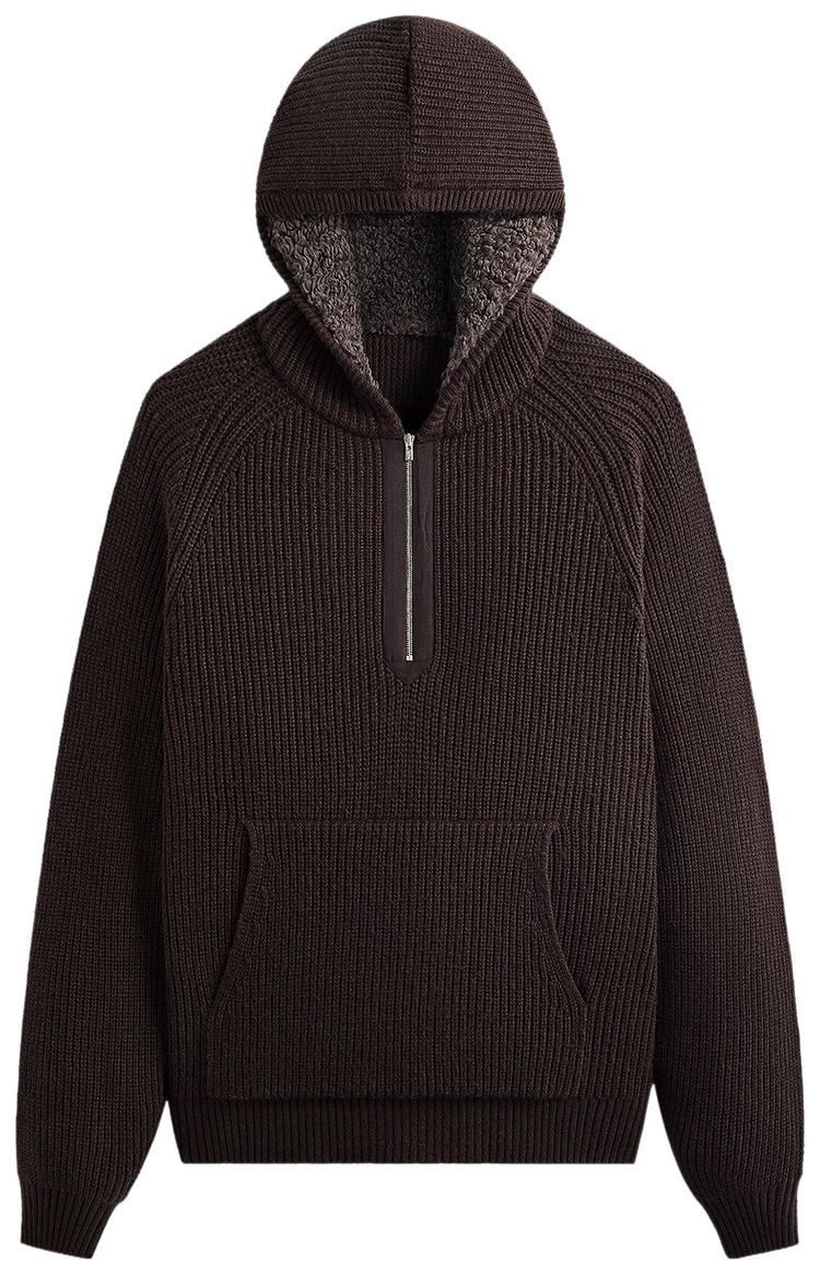 

Худи Kith Merino Knit Quarter Zip Hoodie, коричневый