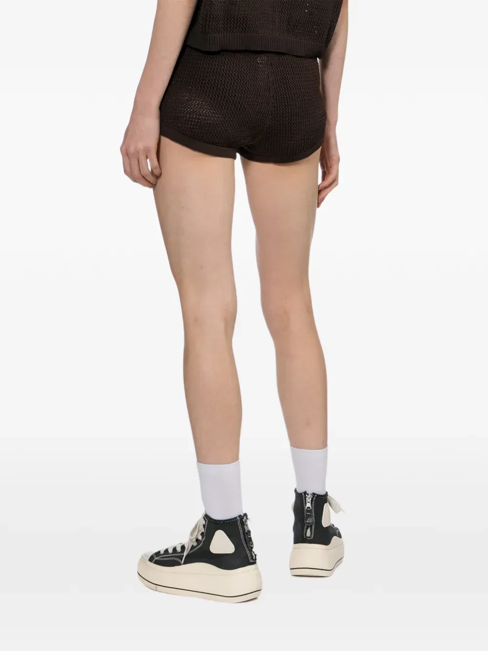 Вязаные мини-шорты Adidas, коричневый — фото 4