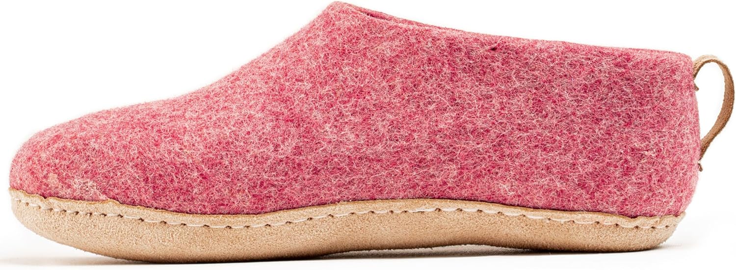 

Тапочки Woolly из войлока с кожаной подошвой, Премиальная новозеландская шерсть, Ручная работа по итальянскому дизайну, Мягкие, дышащие и без запаха Woolly'S, розовый