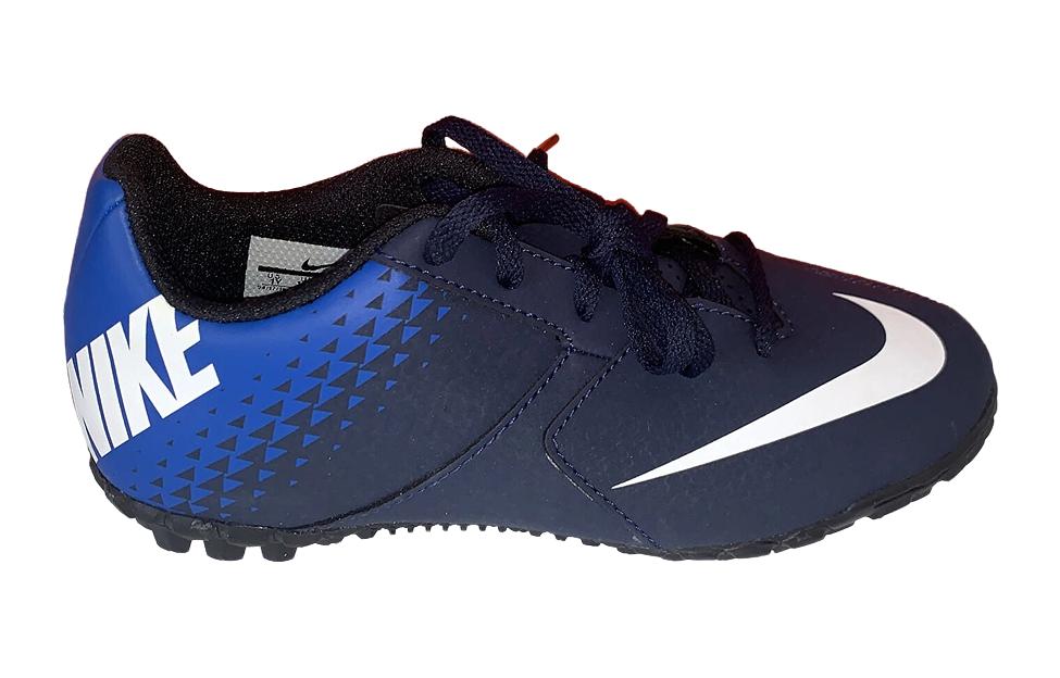 Детские футбольные бутсы Jr Bomba Tf дышащие низкие сине-белые Kids' Nike — фото 2