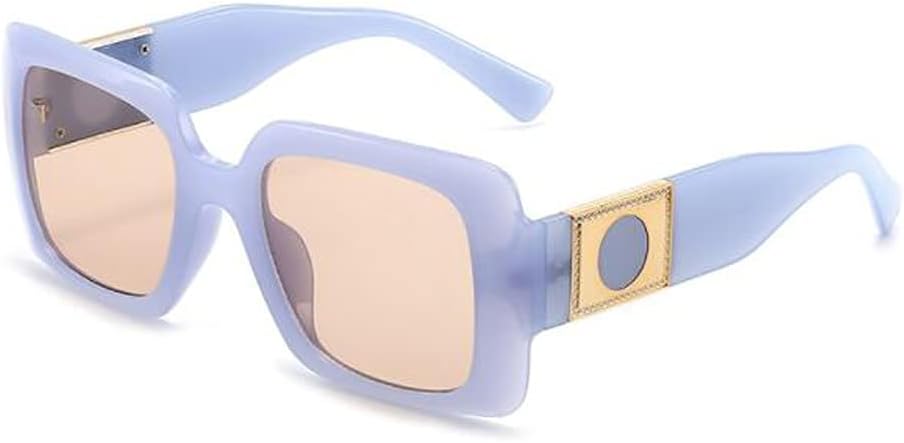 

Женские солнцезащитные очки с защитой от УФ-излучения, квадратной оправой с металлическими шарнирами (синяя прозрачная оправа цвета "чайные хлопья") Angelastore, Black Frame Black Gray Flakes