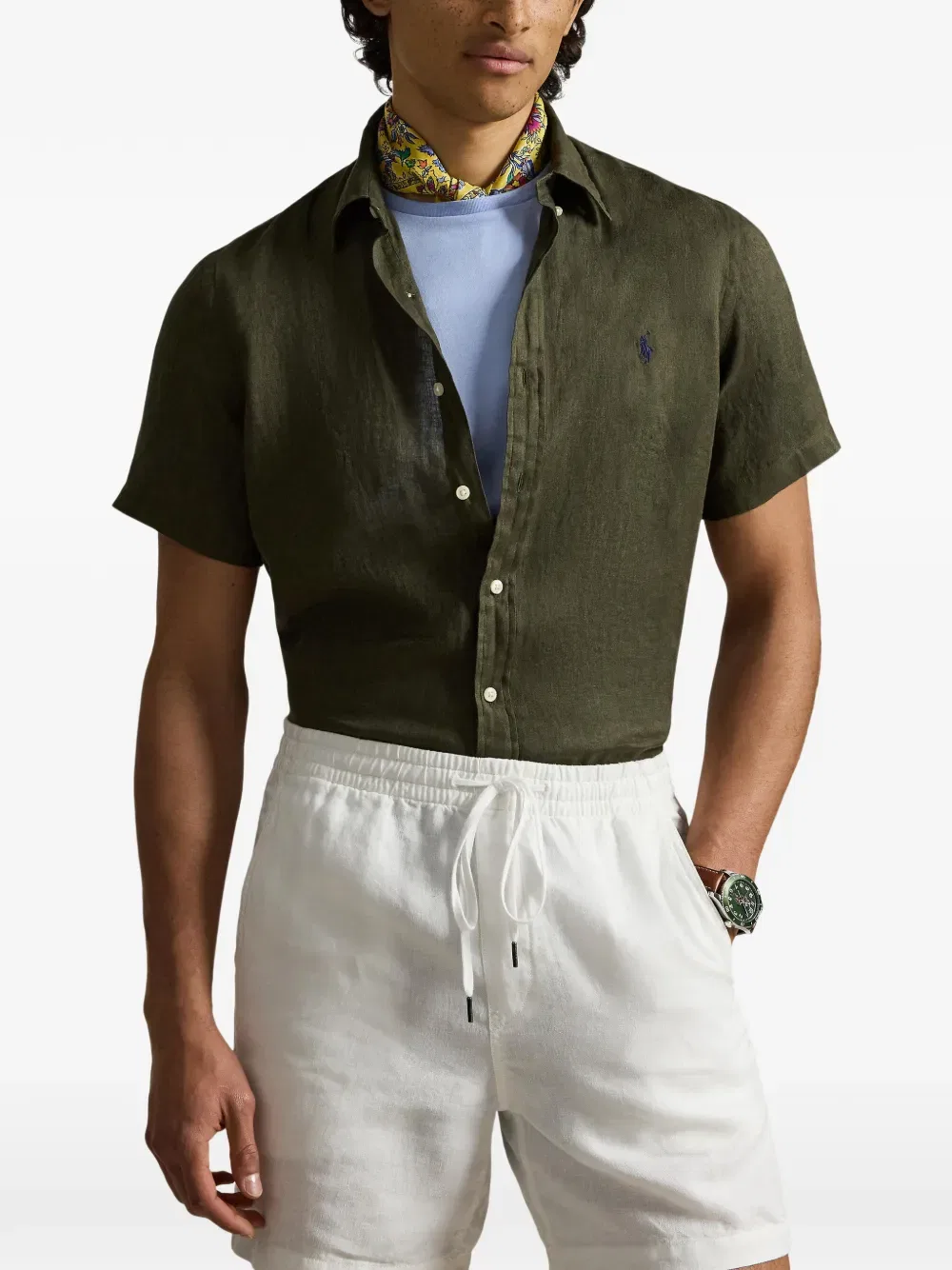Рубашка с коротким рукавом и вышивкой Polo Ralph Lauren, зеленый — фото 3