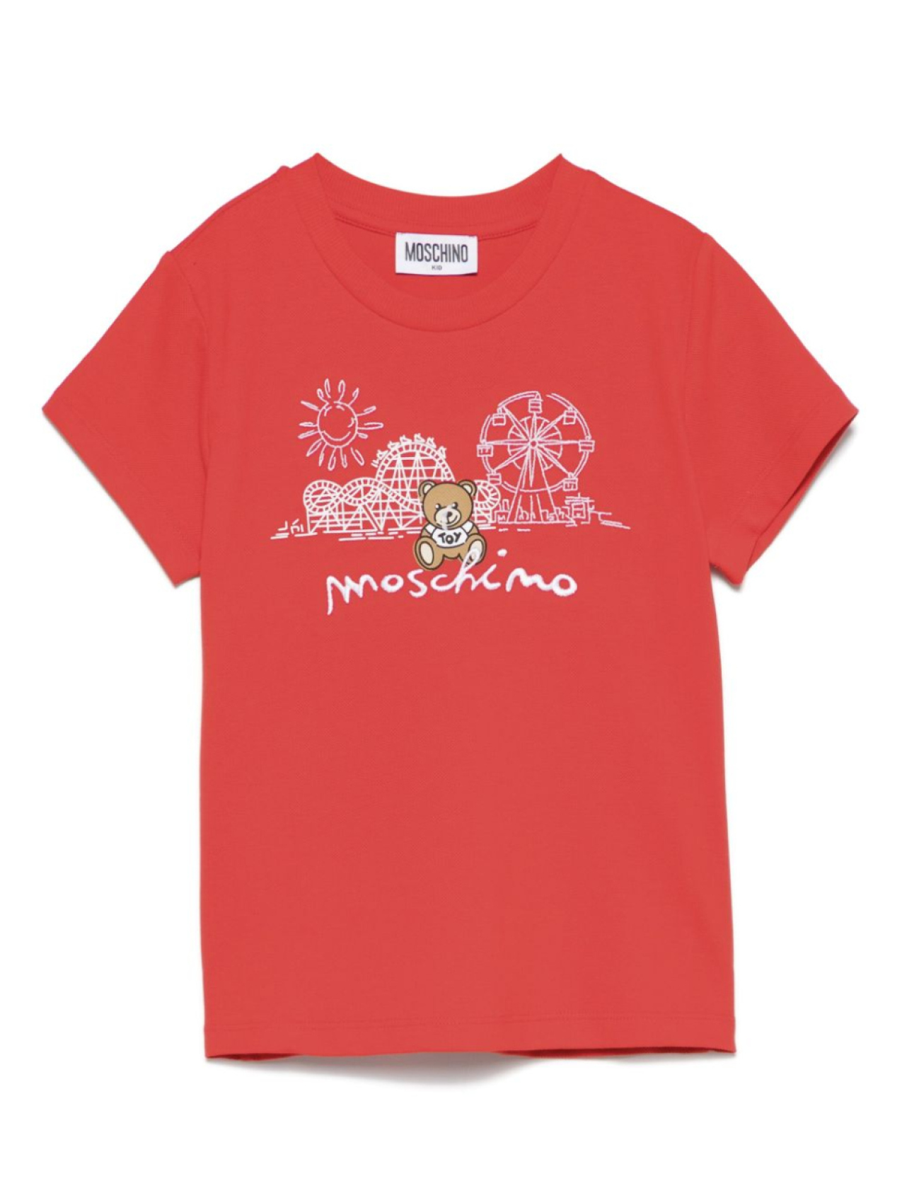 

Moschino Kids футболка Teddy Bear с вышивкой, красный