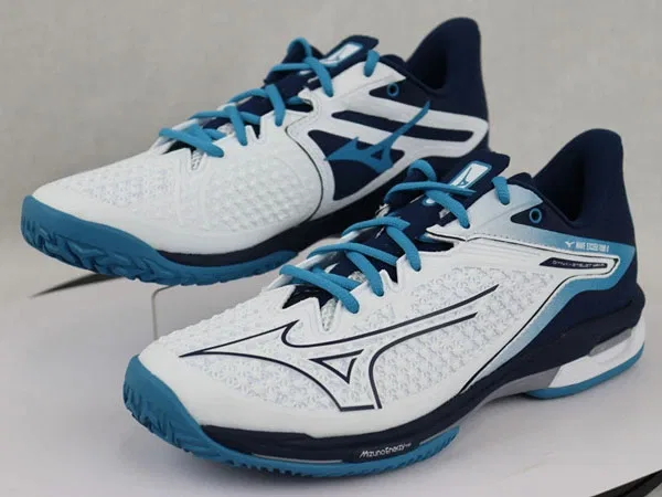 Теннисные кроссовки «Wave Exceed Tour 6 OC» от Mizuno, 14 White X Navy X Turquoise — фото 2
