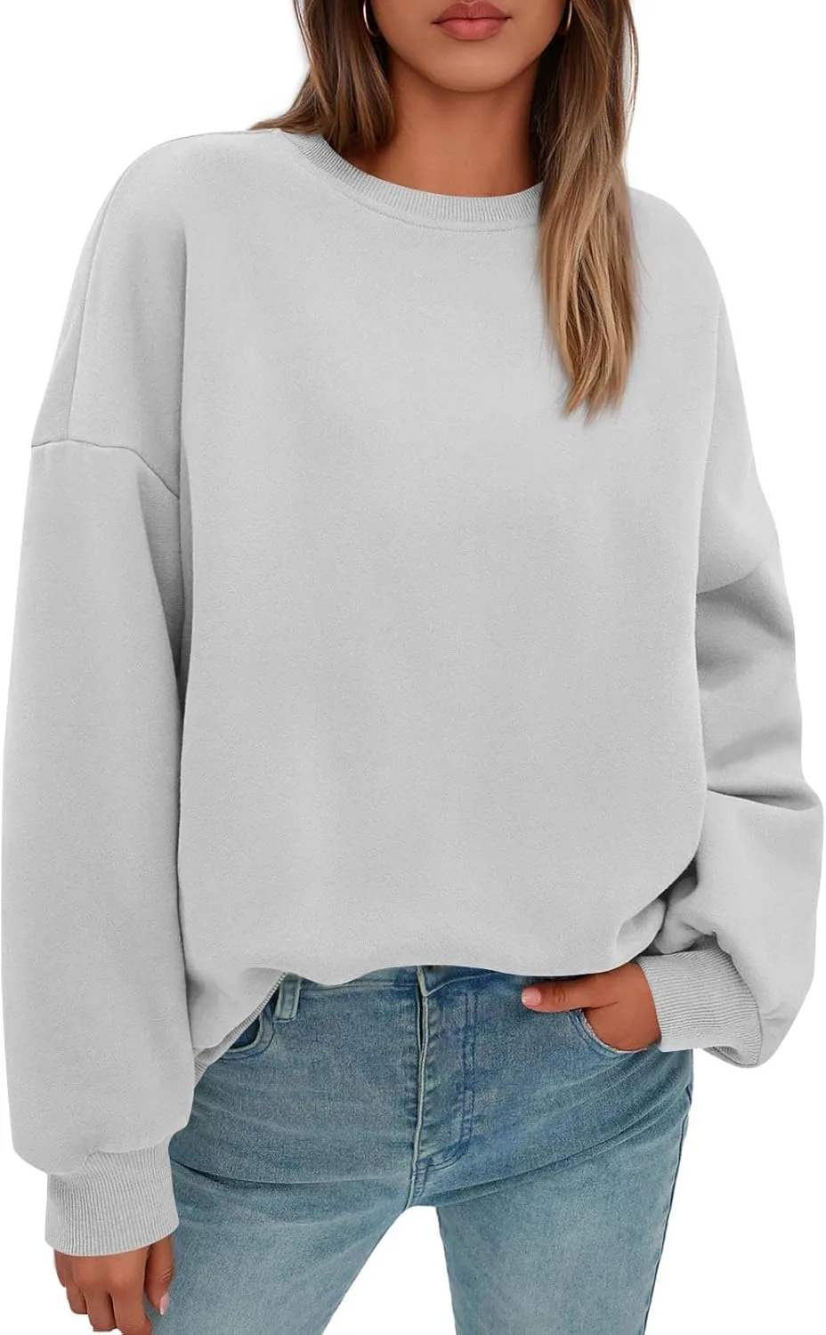 

Оверсайз свитшот женский флисовый без капюшона