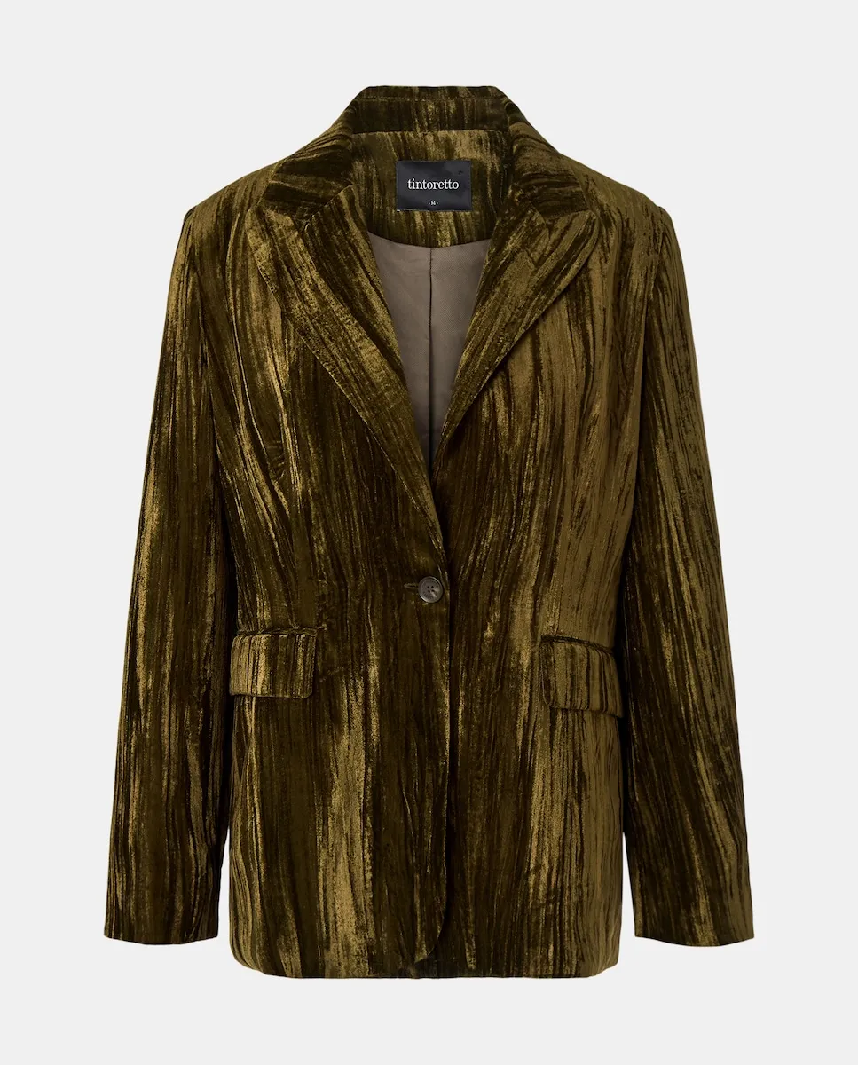 

Женский бархатный однотонный блейзер Tintoretto, темно-зеленый