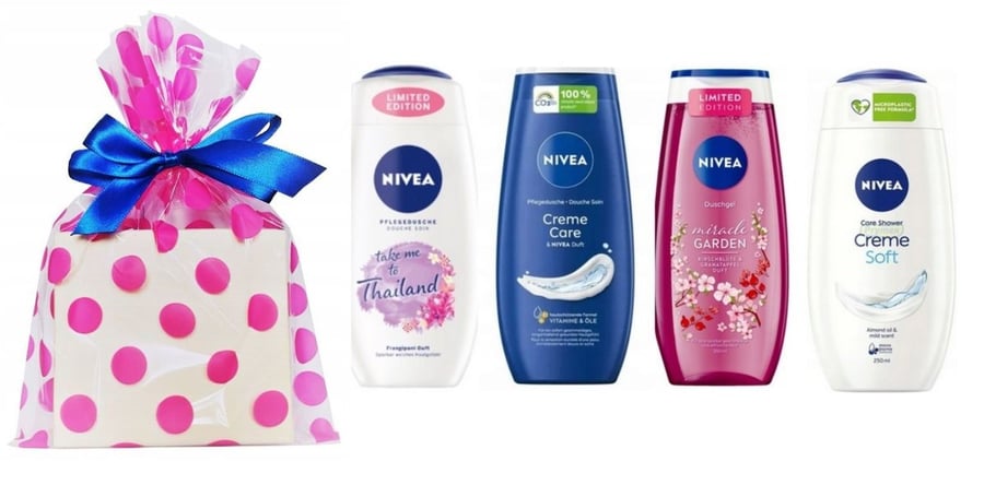 

Набор гелей для душа Nivea для женщин, подарочный набор на день рождения, 4 шт.