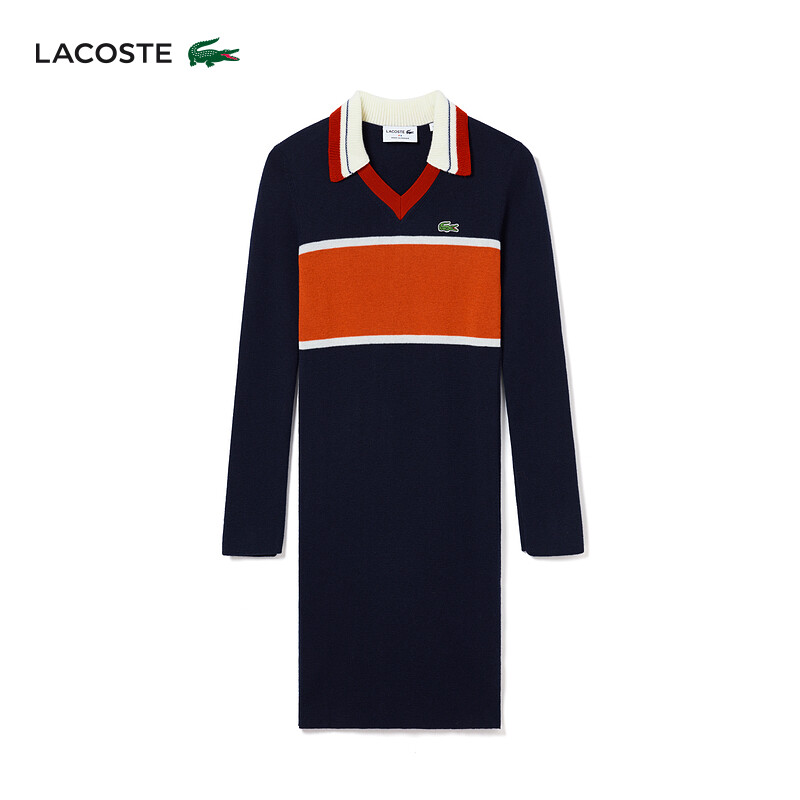

Платье Lacoste с V-образным вырезом, темно-синий / красный