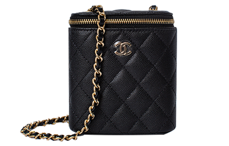 CHANEL Кроссбод сумка из личи грайн кожи коровы квадратная мини женская черная — фото 2