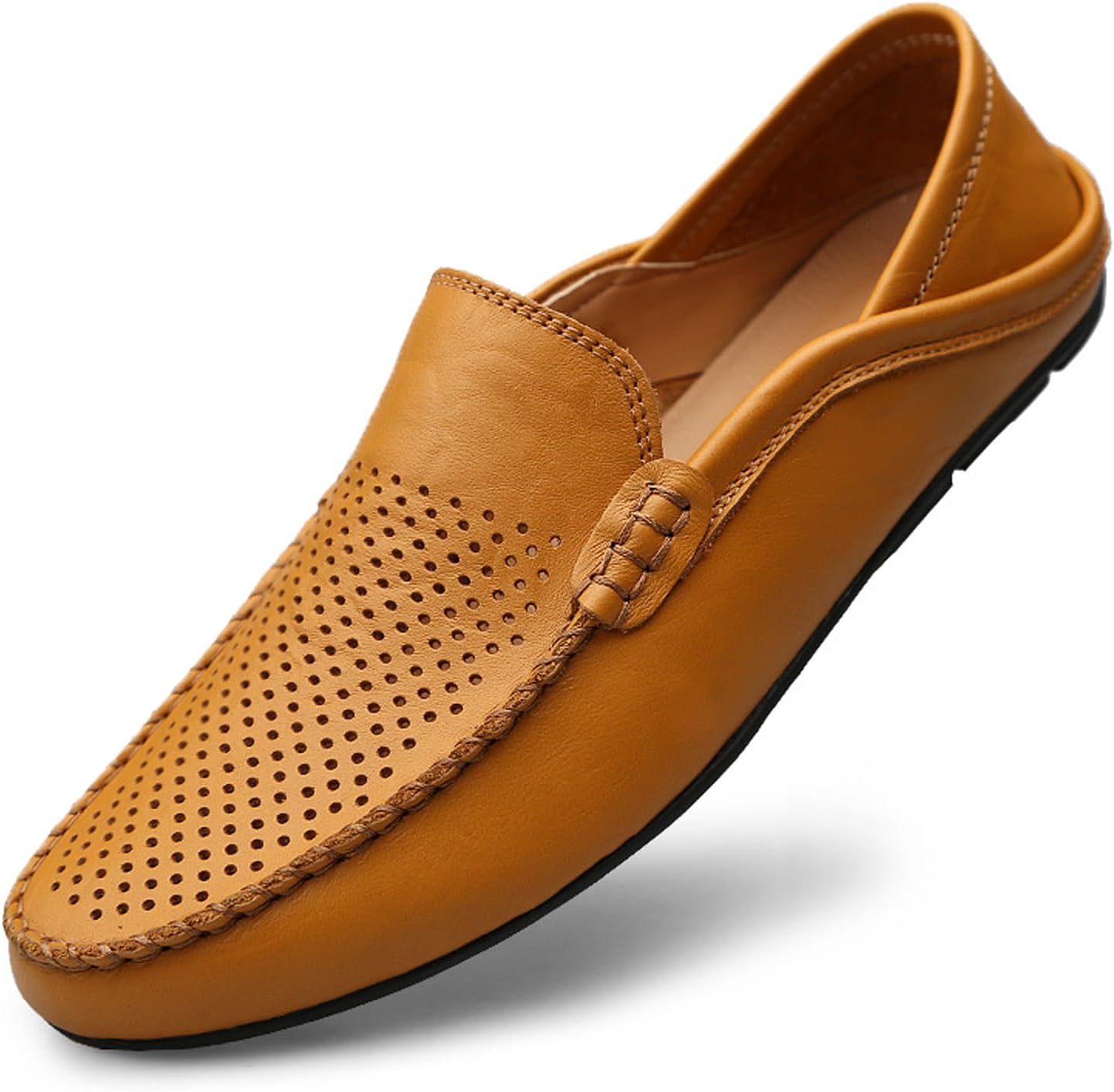 

Мужские кожаные повседневные лоферы Hollow On с плоской подошвой, легкие, дышащие, удобные мокасины-кроссовки для отдыха, спорта, путешествий и вождения Crepuscute, золотой