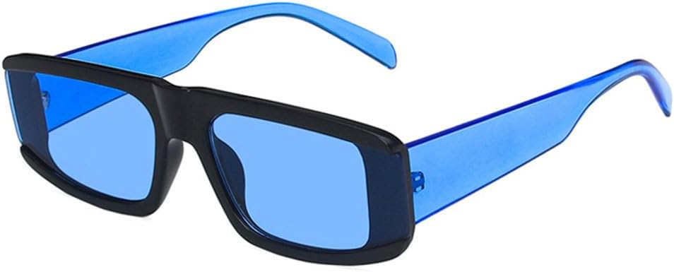 

Модные панк-солнцезащитные очки прямоугольной формы для женщин, винтажные квадратные солнцезащитные очки для мужчин, ретро-очки красного и зеленого цвета в стиле стимпанк, солнцезащитные очки UV400 WQFFQWK, Black-blue