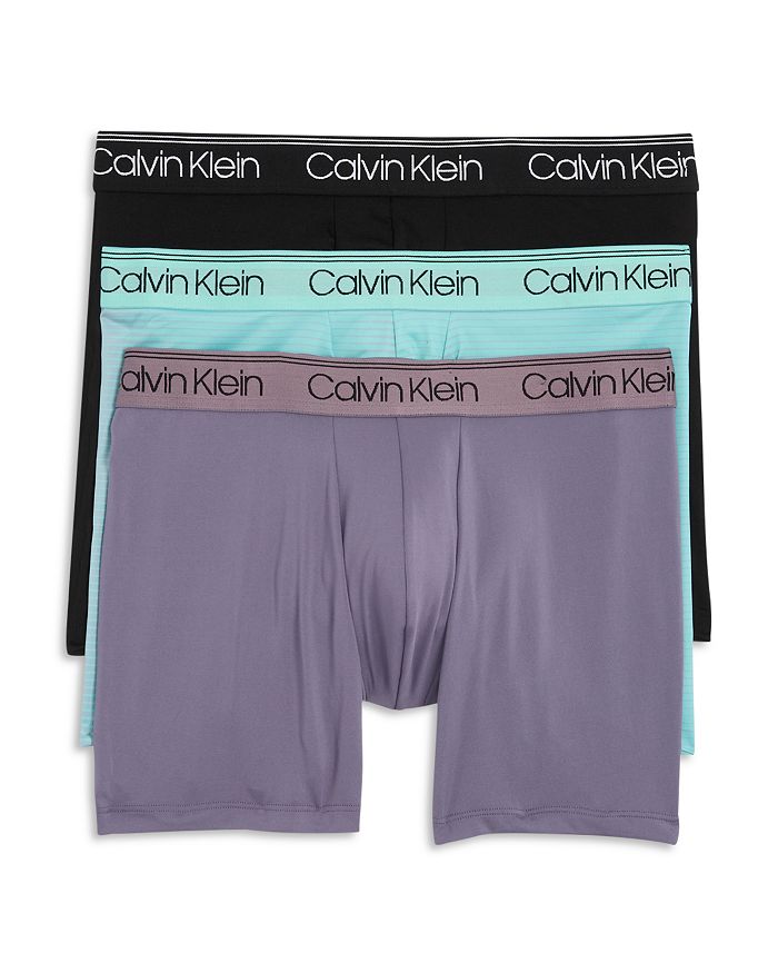 

Микрофибровые эластичные боксеры с эффектом отведения влаги, 3 шт. Calvin Klein, мультиколор