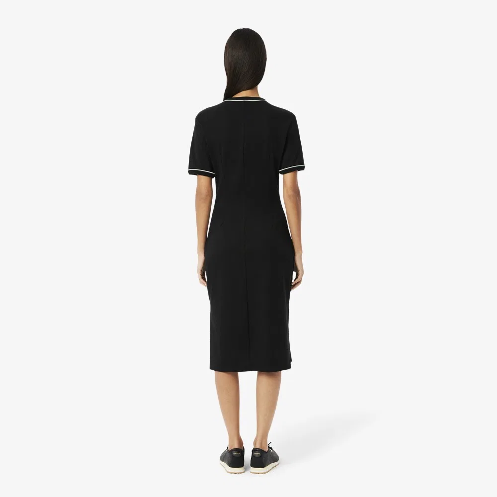Женское хлопковое платье-футболка Essential Fit & Flare чёрного цвета от Lacoste — фото 3
