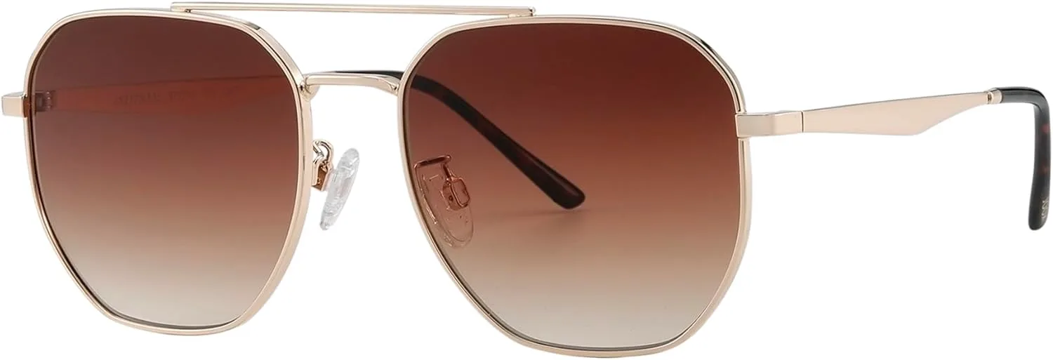 

Солнцезащитные очки JOOX Retro Hexagon Aviator для женщин и мужчин, модные квадратные солнцезащитные очки с защитой от УФ-излучения UV400, Gold/Gradient Brown