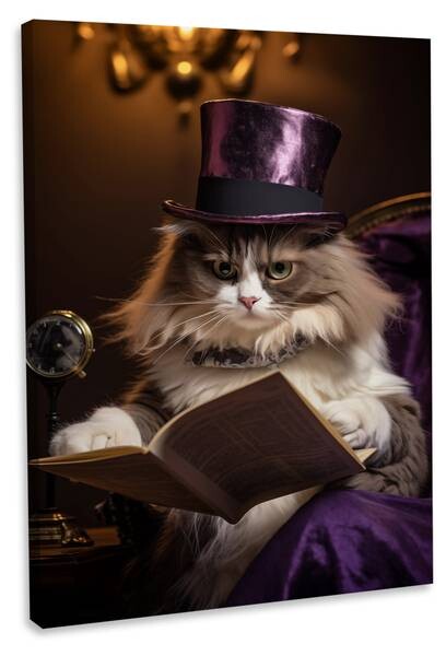 

Картина на холсте Hustling Sharks Cat with the Hat, коричневый