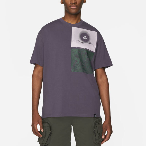 Футболка acg nature funny printing loose sports round neck short sleeve purple dark purple Nike, фиолетовый — фото 4