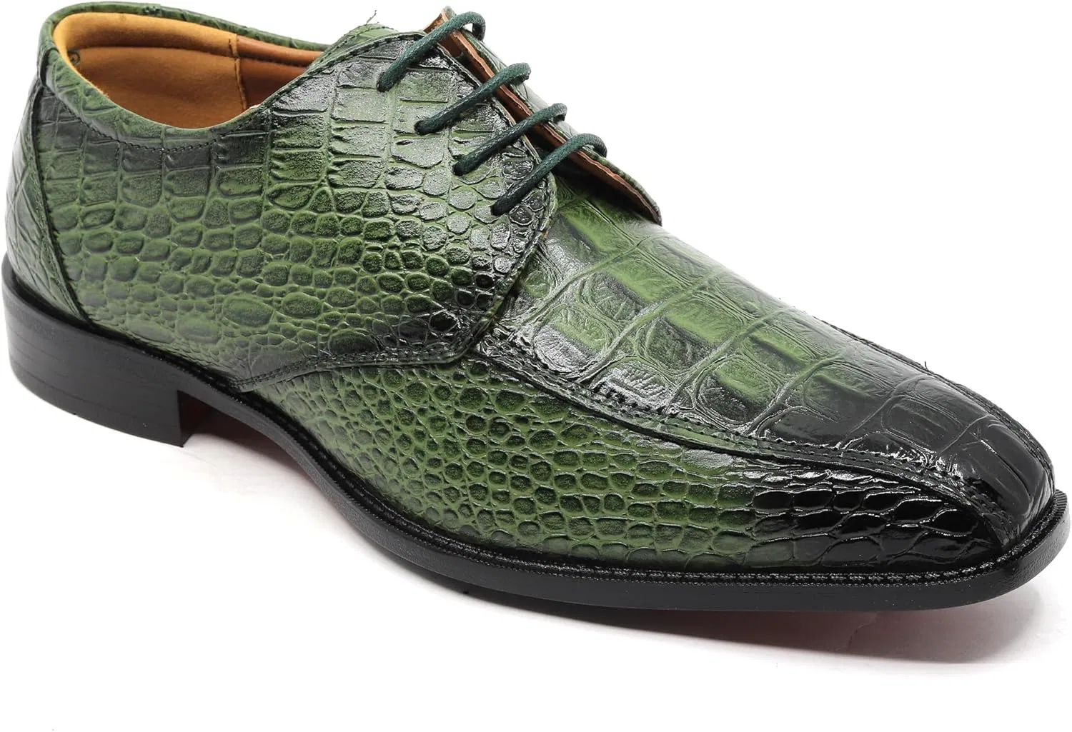 Мужские оксфорды с крокодиловым принтом, шнуровка, Crocodile-03 Metrocharm, Green