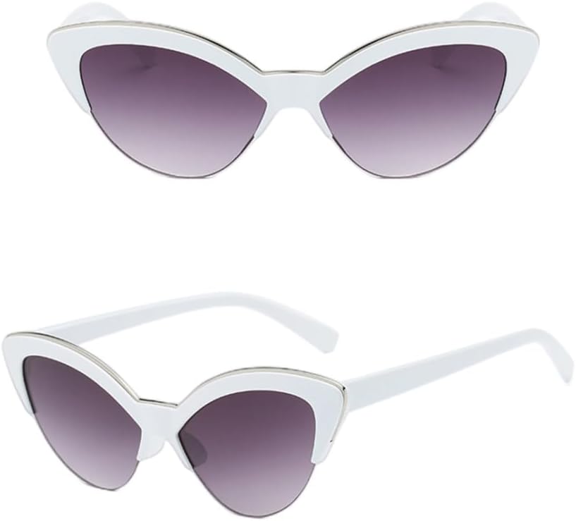 

Солнцезащитные очки Vat Eye в винтажном стиле, полуободковая оправа, черные, «кошачий глаз», ретро, ​​женские солнцезащитные очки маленького размера LANGSER, White Gray