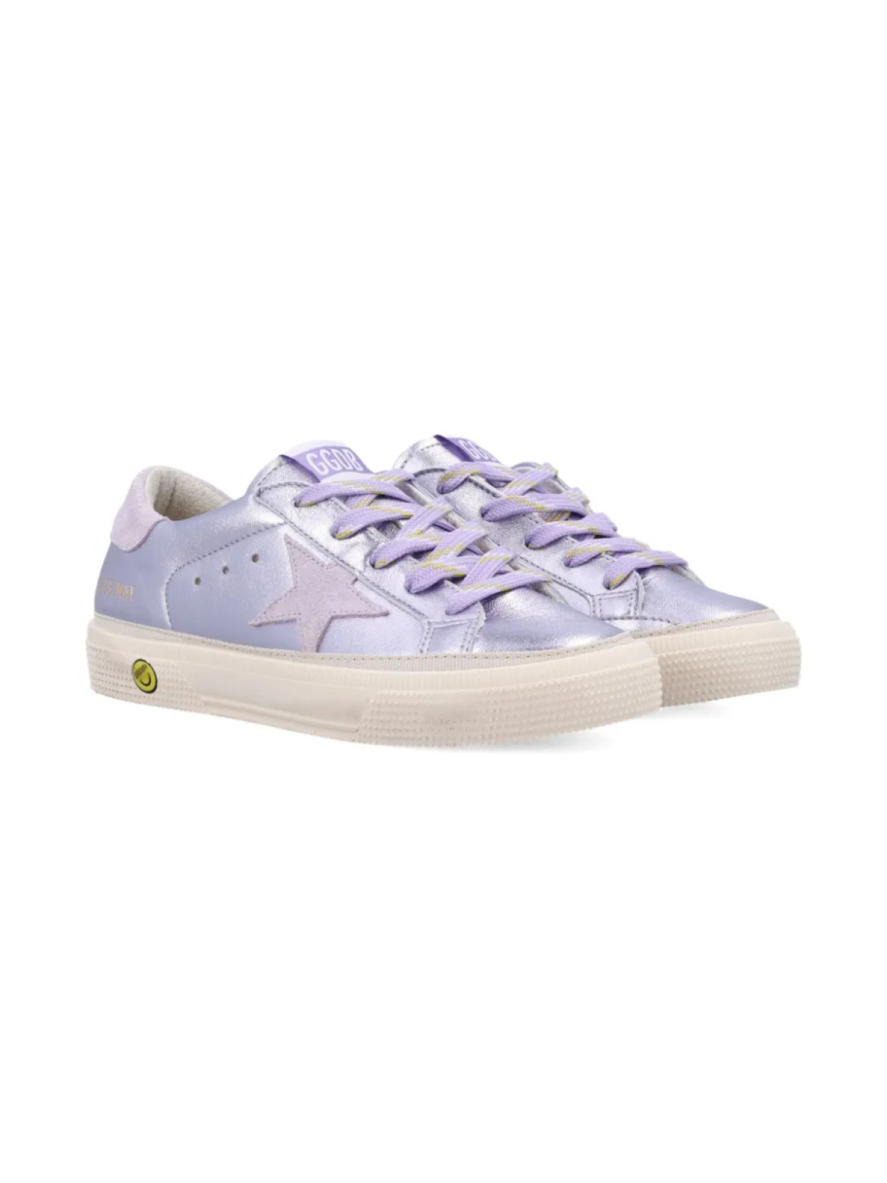 

Детские кожаные кроссовки Golden Goose Kids, украшенные звездами, фиолетовый