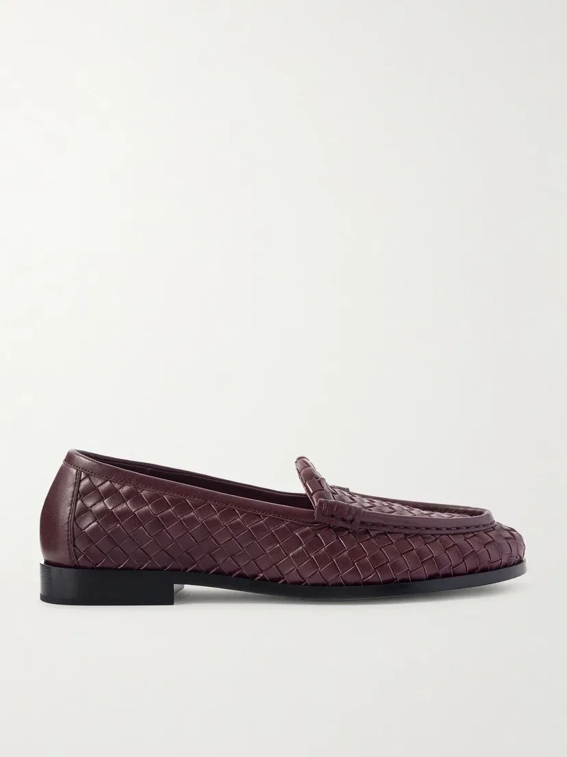 Лоферы из кожи Silenzio intrecciato BOTTEGA VENETA, красный