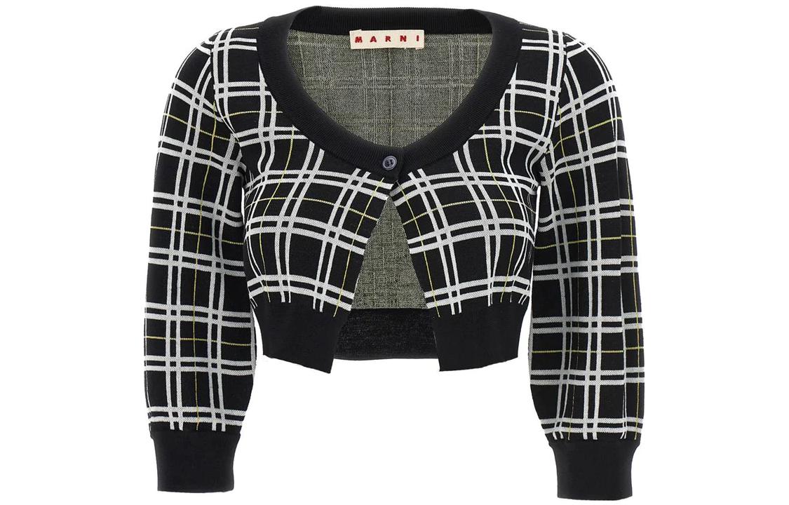 

Укороченный кардиган в клетку MARNI, черный