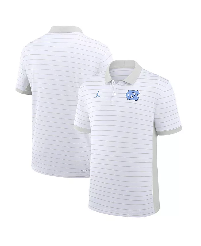 

Мужская белая поло с полосками победы North Carolina Tar Heels 2025 Early Season Coaches Sideline Performance Jordan