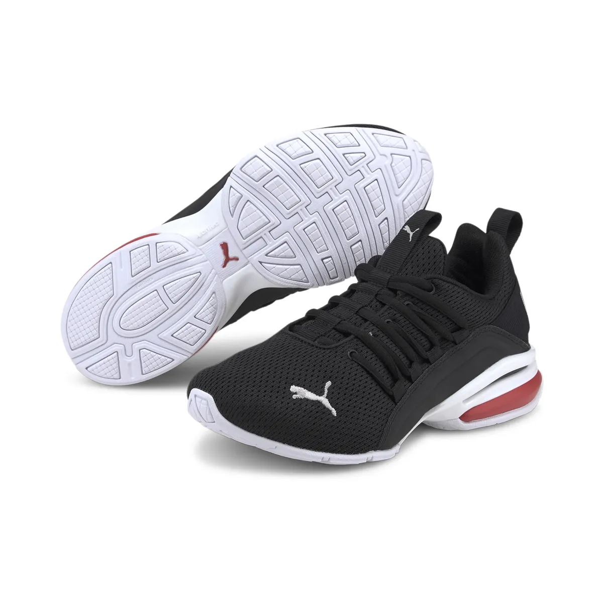

Кроссовки PUMA "Axelion Mesh Shoes Youth", цвет Black Silver High Risk Red Gray