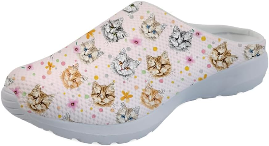 

Forchrinse Hawaiian Palm Tree Watercolor Sky Beach Женские слипоны-мюли Мужские прогулочные кроссовки Садовые сабо Домашние туфли Легкие, Floral Cat