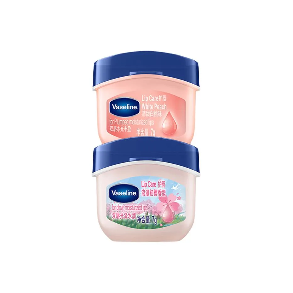Vaseline Классический восстанавливающий увлажняющий бальзам для губ CP комбинированное увлажнение и уменьшение морщин, Two-Piece Set: Hydrating Peach Lip Balm 7g+Hydrating First Blossom Lip Balm 7g