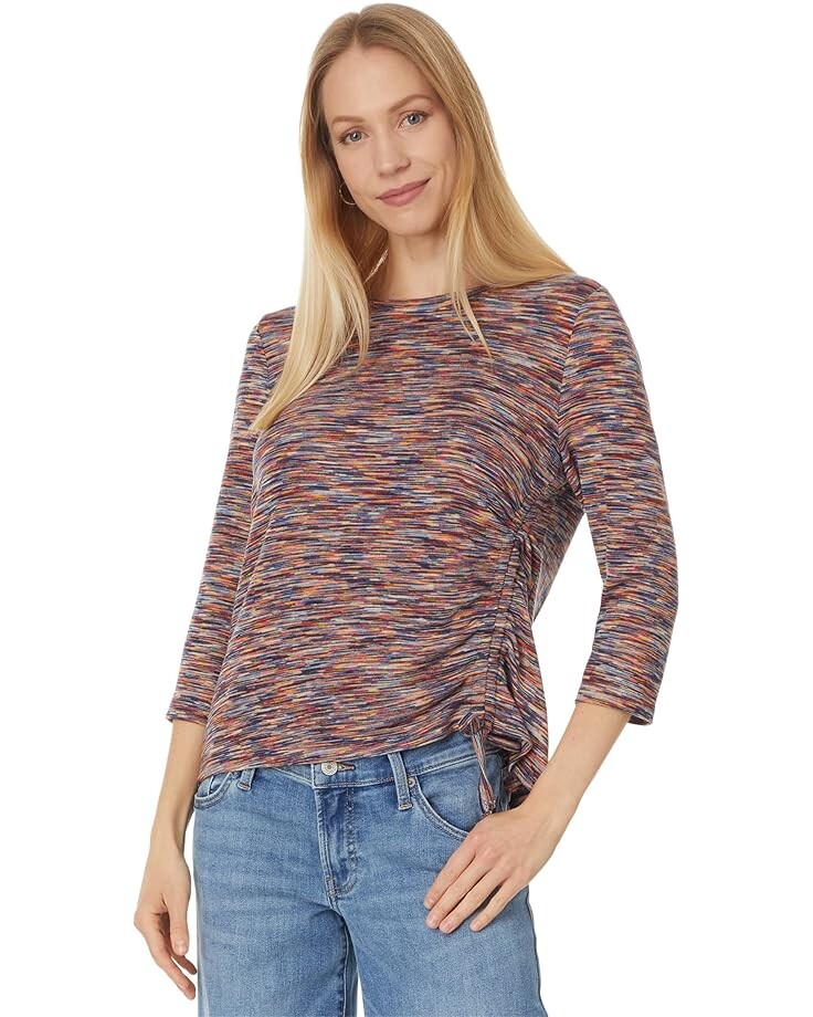 

Топ Liverpool Los Angeles Petite 3/4 Sleeve Scoop Neck Knit Top with Asymmetric Tie Detail, цвет Carnelian Multi