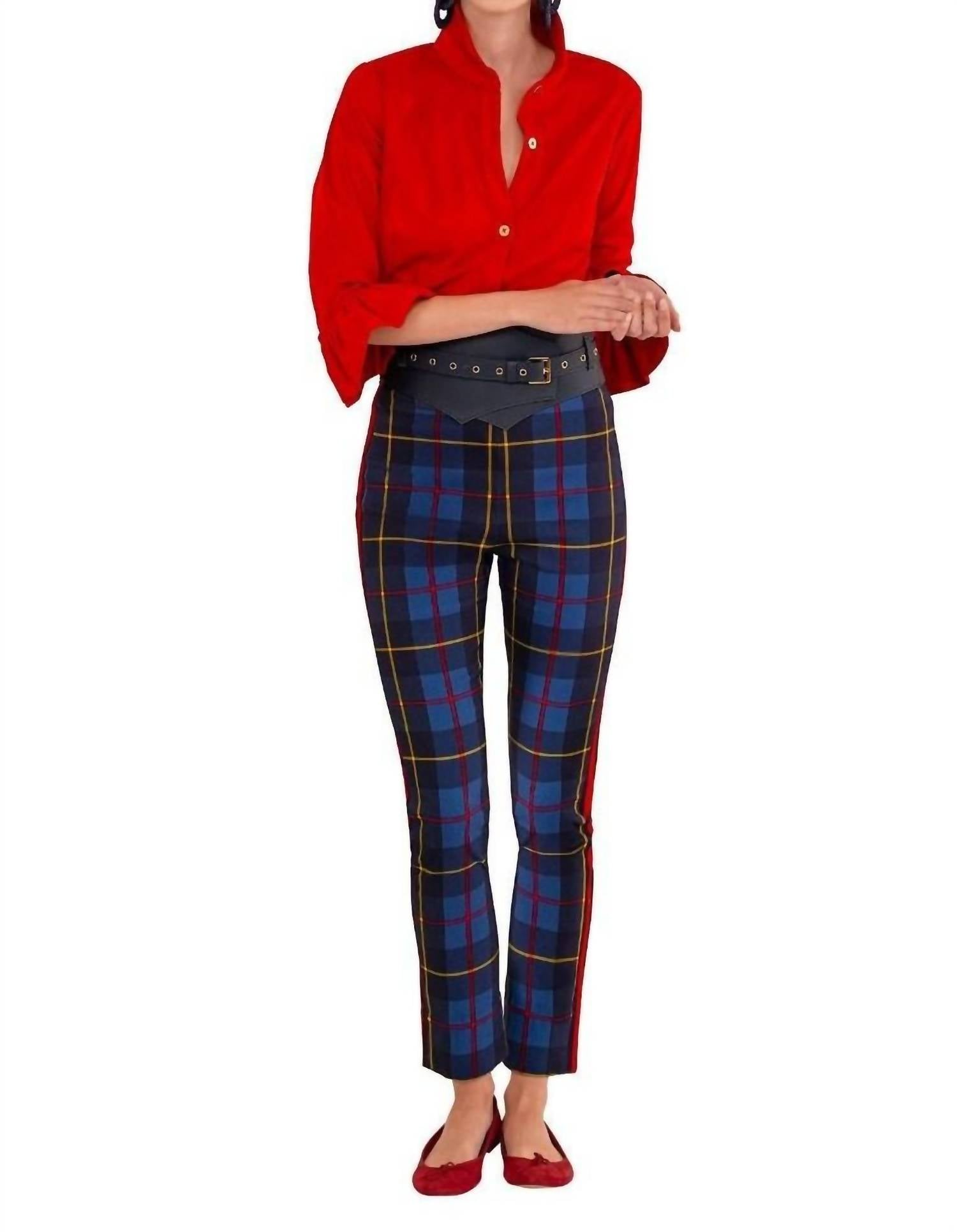 

Брюки-накидки - Plaidly Cooper в синюю клетку GRETCHEN SCOTT