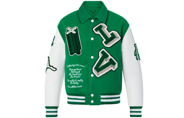 

Куртка-джерси мужская Louis Vuitton Varsity Leather, зеленый / белый