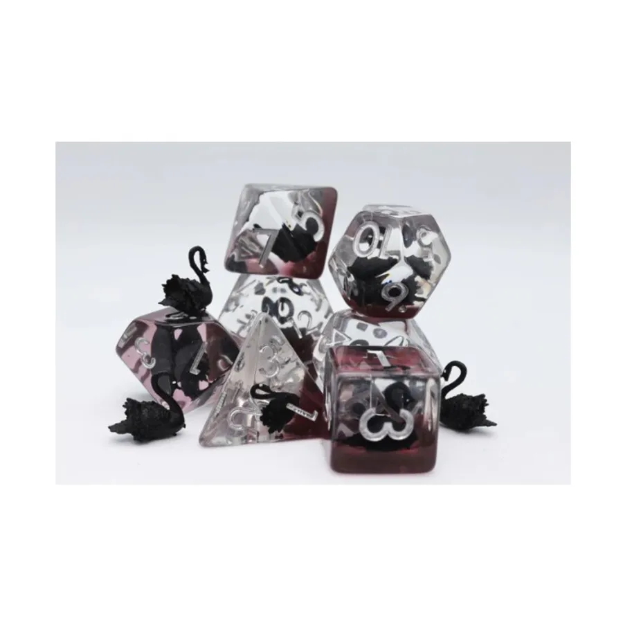 

Набор Poly — Черный лебедь с серебром (7), Dice Sets - Resin/Acrylic - Black, Grey, White, & Metallics (Foam Brain Games)