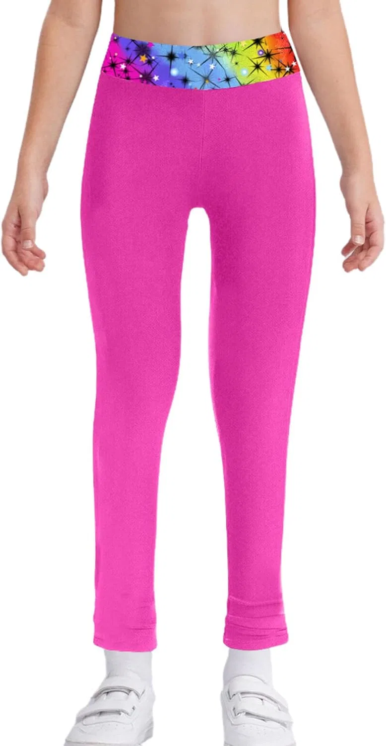 Леггинсы для девочек цветочный принт YiZYiF Hot Pink