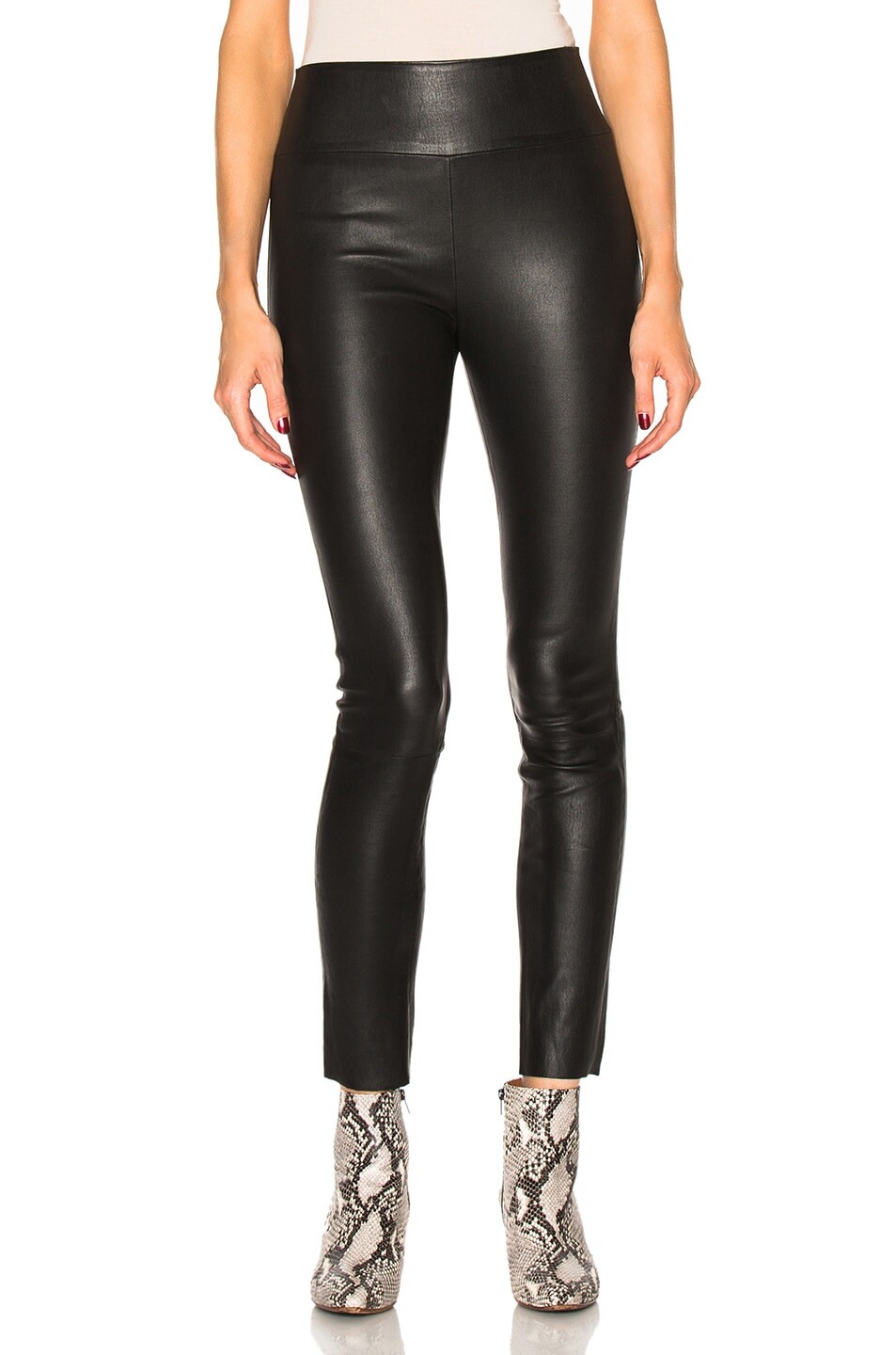 

Леггинсы Sprwmn High Waist Leather Ankle Leggings, черный