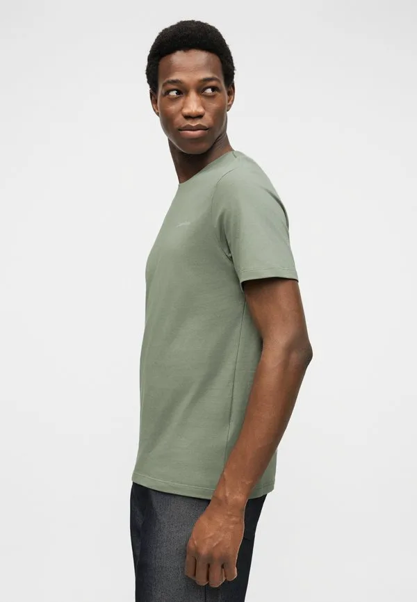 Футболка с микрологотипом и круглым вырезом, базовая футболка Calvin Klein, Shadow — фото 4