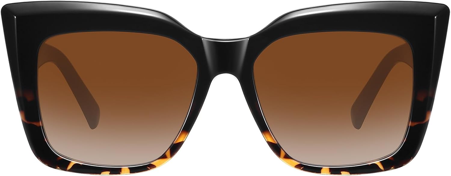 

Большие квадратные солнцезащитные очки, модные поляризованные солнцезащитные очки для женщин и мужчин, классический ретро-стиль, защита от УФ-излучения UV400 Fozono, Black Tortoise /Tea Gradient(3389)