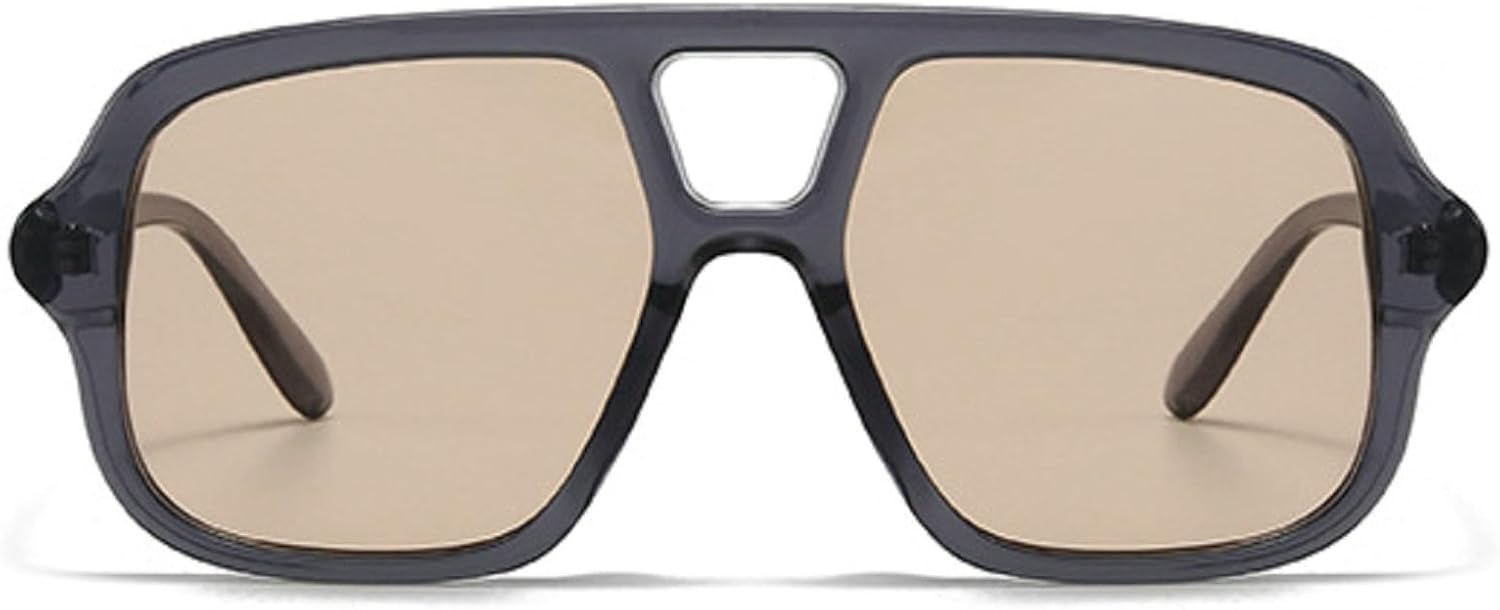 

Ретро-солнцезащитные очки-пилот квадратной формы для женщин и мужчин, модные винтажные очки-пилот большого размера с защитой от УФ-излучения UV400 (2025 год) mincl, Gray Champagne