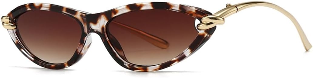 

Женские солнцезащитные очки «кошачий глаз» маленького овального размера, роскошные, в винтажном стиле панк, с металлическим покрытием, защита от УФ-излучения UV400 TOIPASTN, C7whitedoublebrown