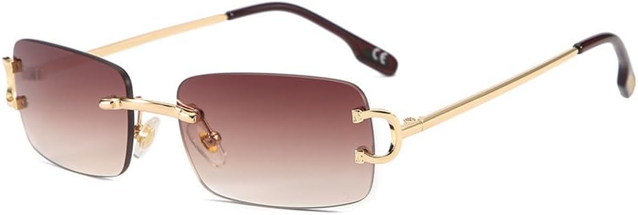 

Мужские солнцезащитные очки без оправы прямоугольной формы, женские винтажные солнцезащитные очки для вождения, солнцезащитные очки с защитой от УФ-излучения UV400 KTUCN, Gradient Brown