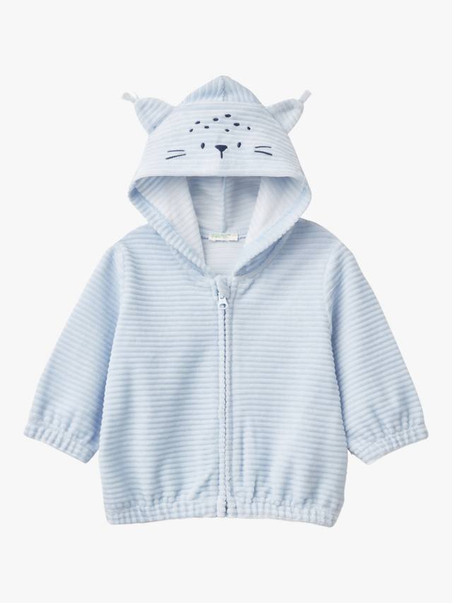 

Детская толстовка в полоску на молнии Benetton, цвет Light Blue Powder