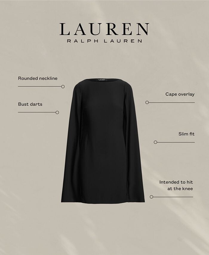 Женское платье-кейп из жоржетта Lauren Ralph Lauren, черный — фото 4