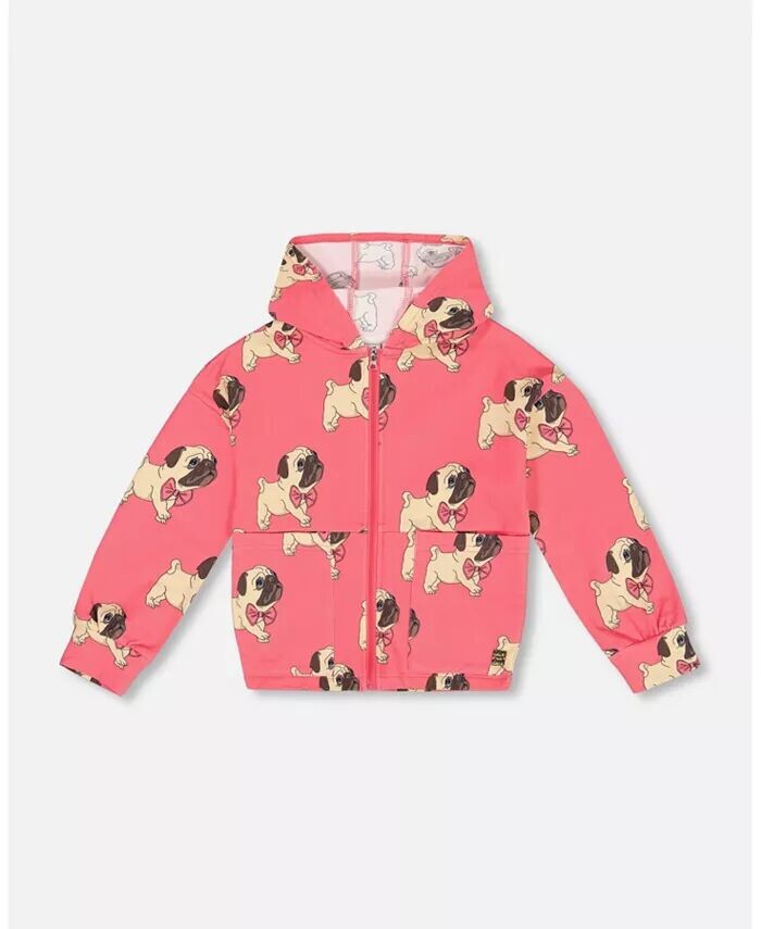 

Флисовый кардиган с капюшоном для девочек-малышей с принтом мопса пурпурного цвета — для малышей, ребенок Deux Par Deux, розовый