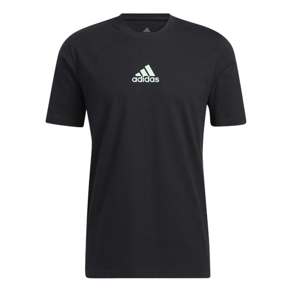 

Футболка Men's adidas Small Logo Back Pattern Printing Round Neck Short Sleeve Black T-Shirt, мультиколор